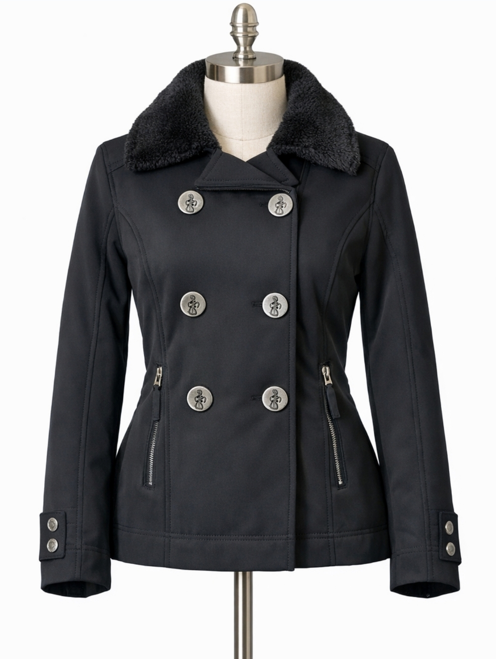 Mountain Hardwear Tuja Peacoat Jacket Black Faux Fur Fleece Waterproof Medium